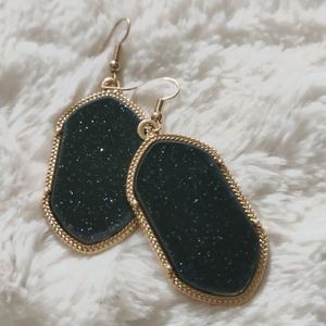 Large Glittery Black Dangle Earrings